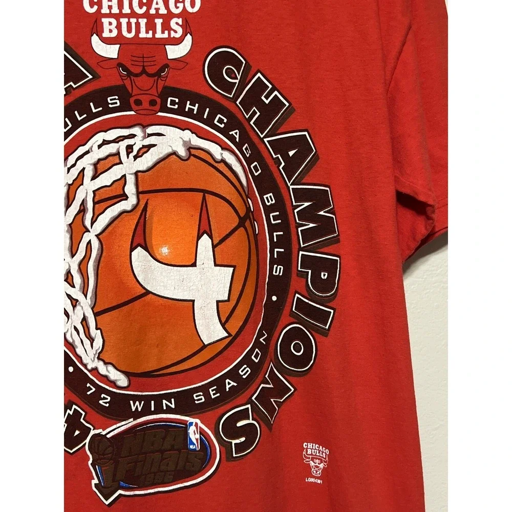 Vintage 1996 Chicago Bulls NBA Champions Logo 7 T Shirt Red XL USA Jordan Era